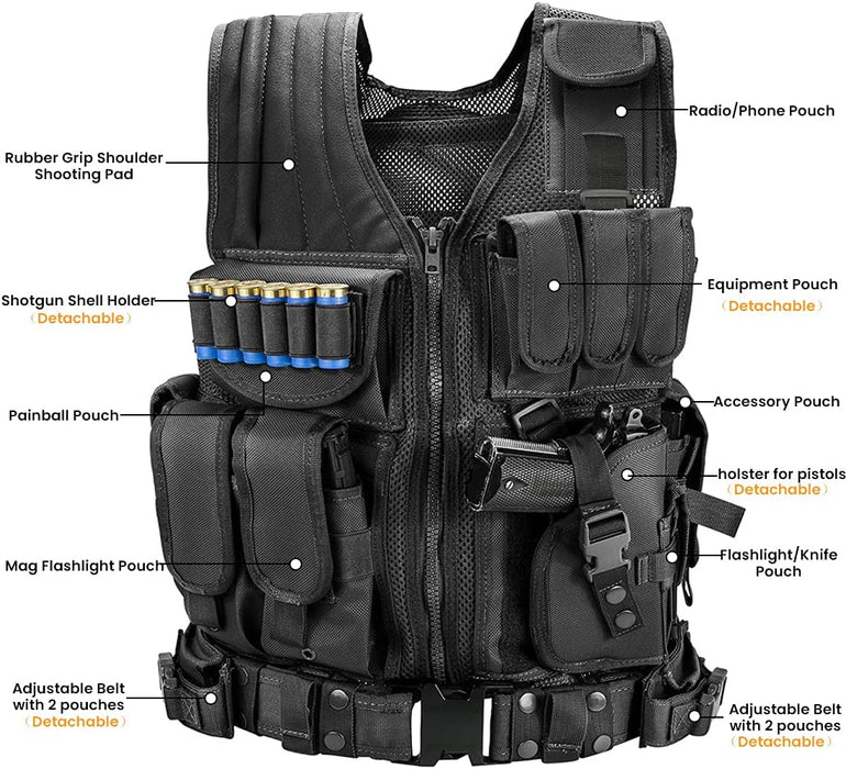 Deluxe Black Tactical Vest