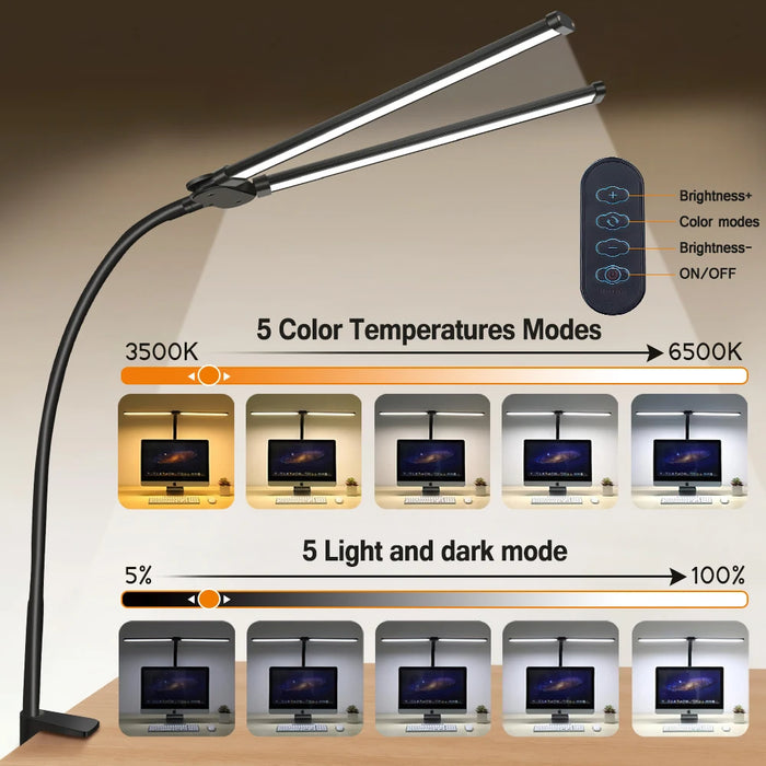 LumaFlex Desk Light - Adjustable LED Desk Lamp with Dual Heads