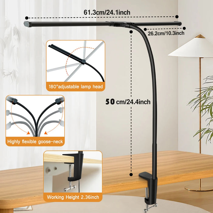 LumaFlex Desk Light - Adjustable LED Desk Lamp with Dual Heads